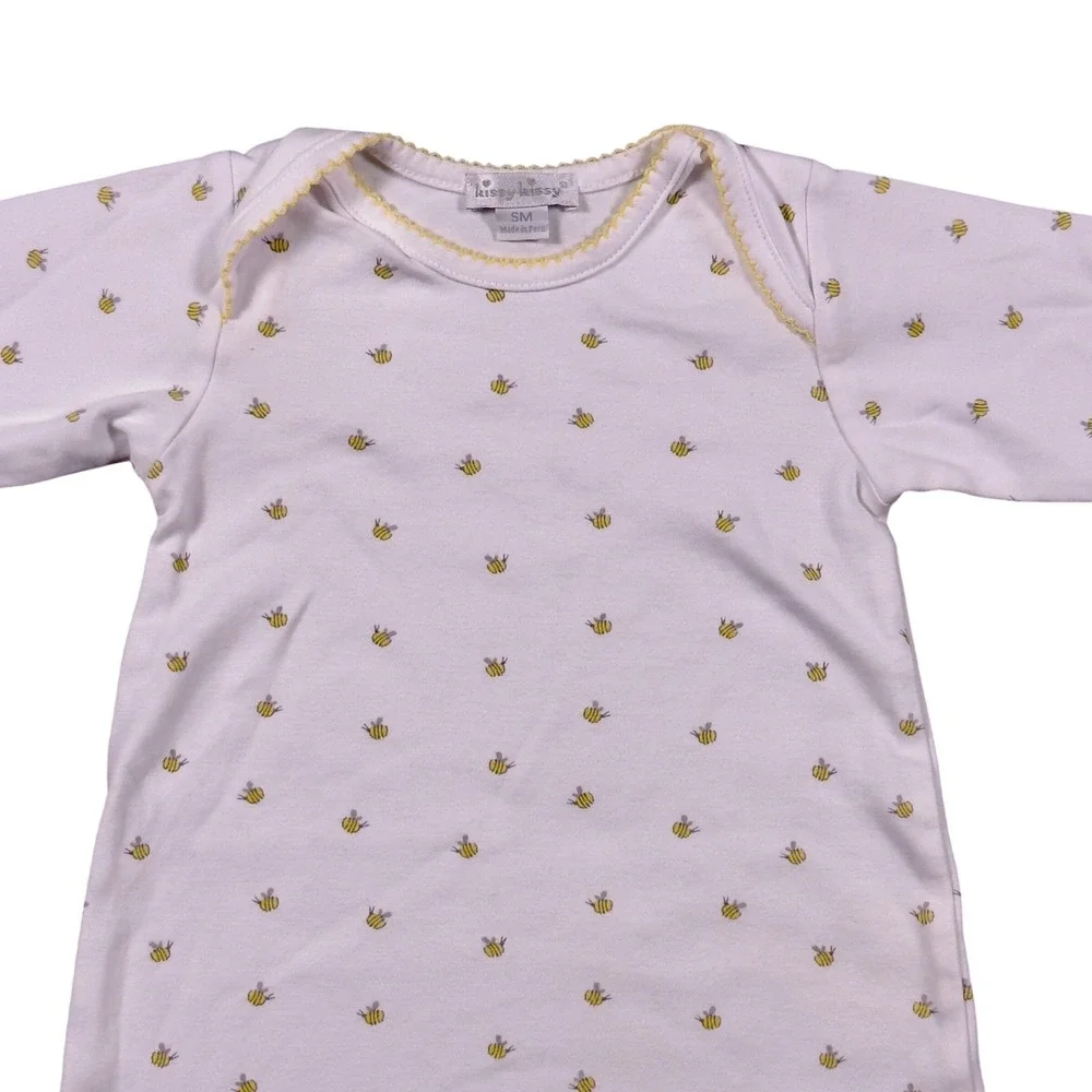Kissy‎ Kissy Bumble Bee Knotted Sleep Sack Gown SM 0-3 Month Pima Cotton Sleeper